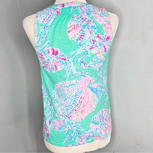 Lilly Pulitzer Womens Essie Top Fansea Mint Tank Top XS - Picture 2 of 6